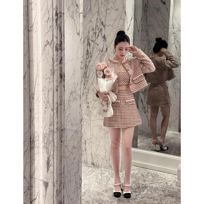 Sét Dạ tweed 3 chi tiết siêu sang