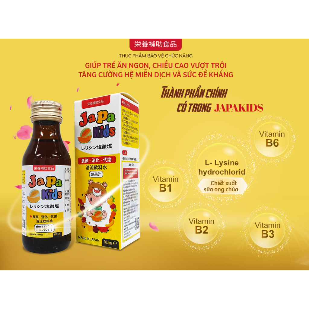 Chai siro Japa Kids ăn ngon cho bé nhập khẩu Nhật Bản chai 100ml