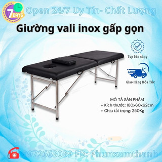 Giường Vali, Giường Spa Massage Cao Cấp Gấp Gọn - Giường Vali Chân Inox Hỗ Trợ Phun Xăm, Massage, Hàng nhập khẩu