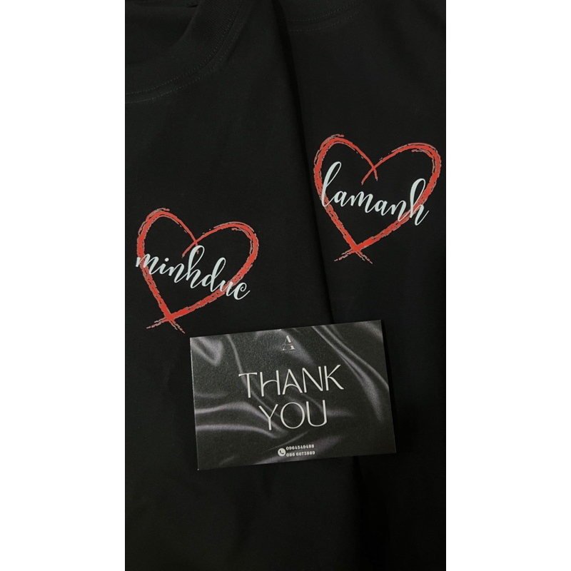 Aimee.inhn -Áo Phông In Theo Yêu Cầu Khung ảnh trái tim - In Tên Riêng Theo Yêu Cầu - Kèm hộp tặng quà