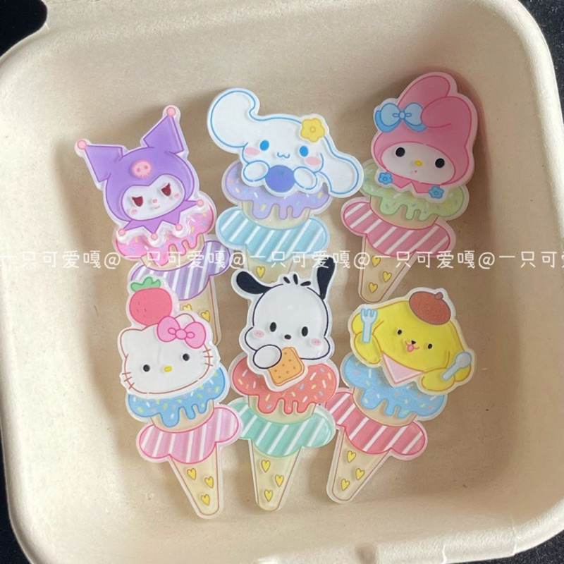 Kẹp tóc nhựa Acrylic hoạt hình Sanrio Kuromi Melody Cinnamoroll Kitty Pochacco Pompurin dễ thương