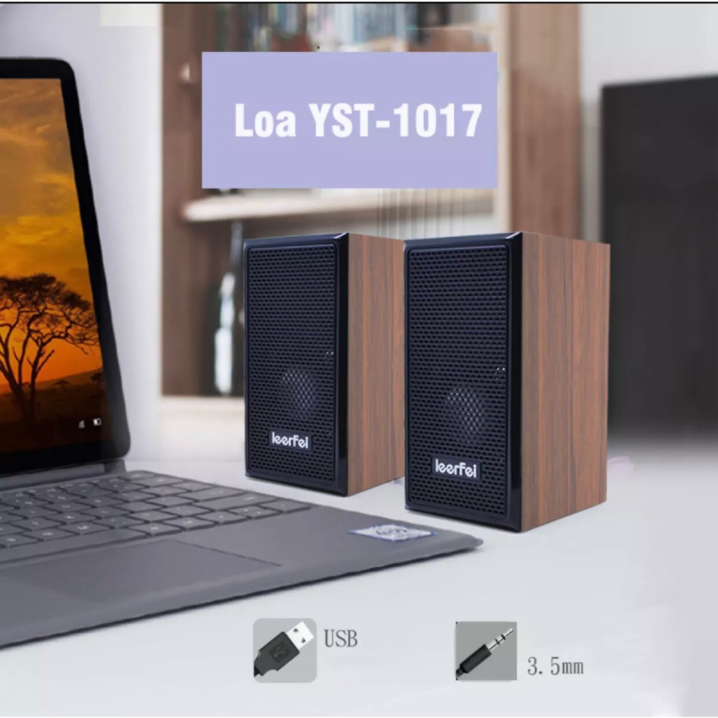Loa Vi Tinh 2.0 LeerFei YST-1014 1017 Vân Gỗ, Loa Vi Tính Để Bàn Chuyên Dụng Cho PC/ Máy Tính/ Laptop/Điện Thoại