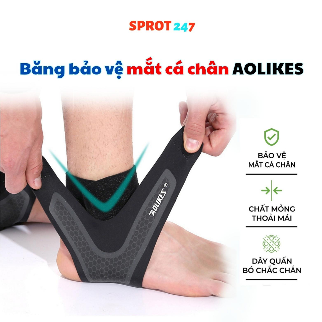 Băng quấn cổ chân thể thao đá bóng Aolikes, Đai cổ chân bảo vệ mắt cá chân cổ chân chơi thể thao chạy bộ