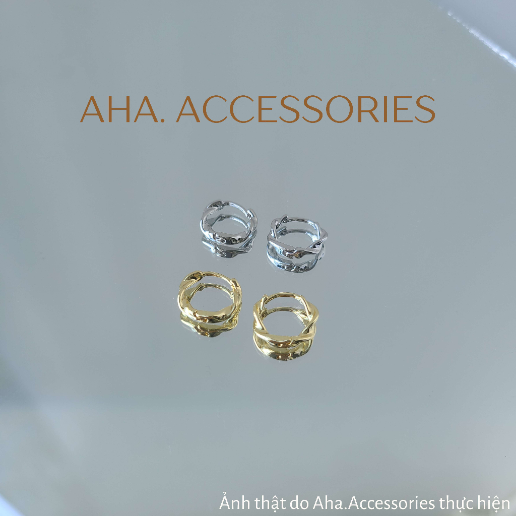 Khuyên tai nam nữ Aha Accessories dạng tròn xoắn chất liệu hợp kim KT-TX1