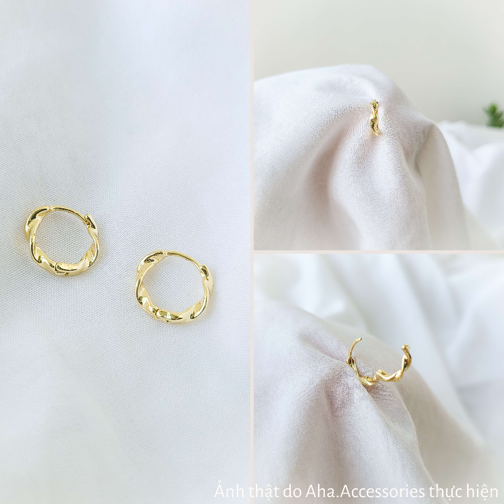 Khuyên tai nam nữ Aha Accessories dạng tròn xoắn chất liệu hợp kim KT-TX1