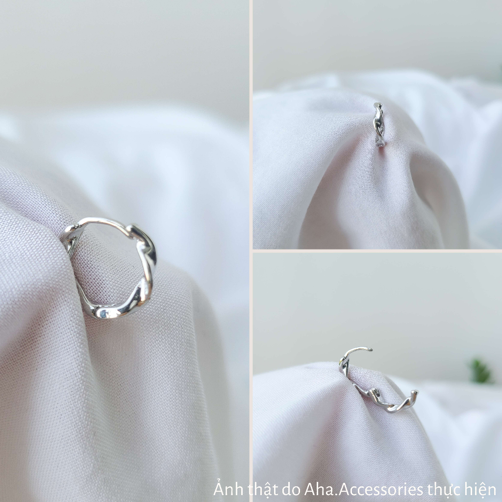 Khuyên tai nam nữ Aha Accessories dạng tròn xoắn chất liệu hợp kim KT-TX1