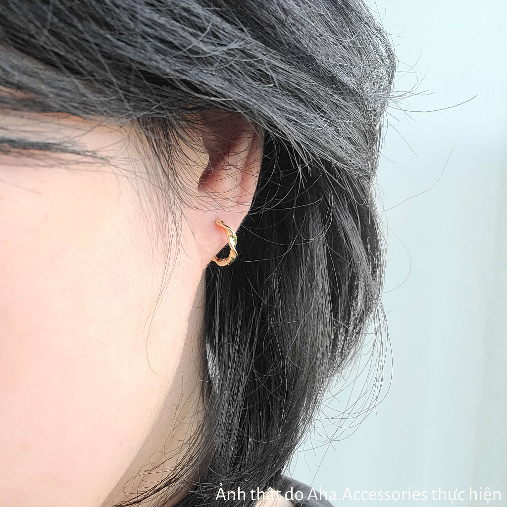 Khuyên tai nam nữ Aha Accessories dạng tròn xoắn chất liệu hợp kim KT-TX1