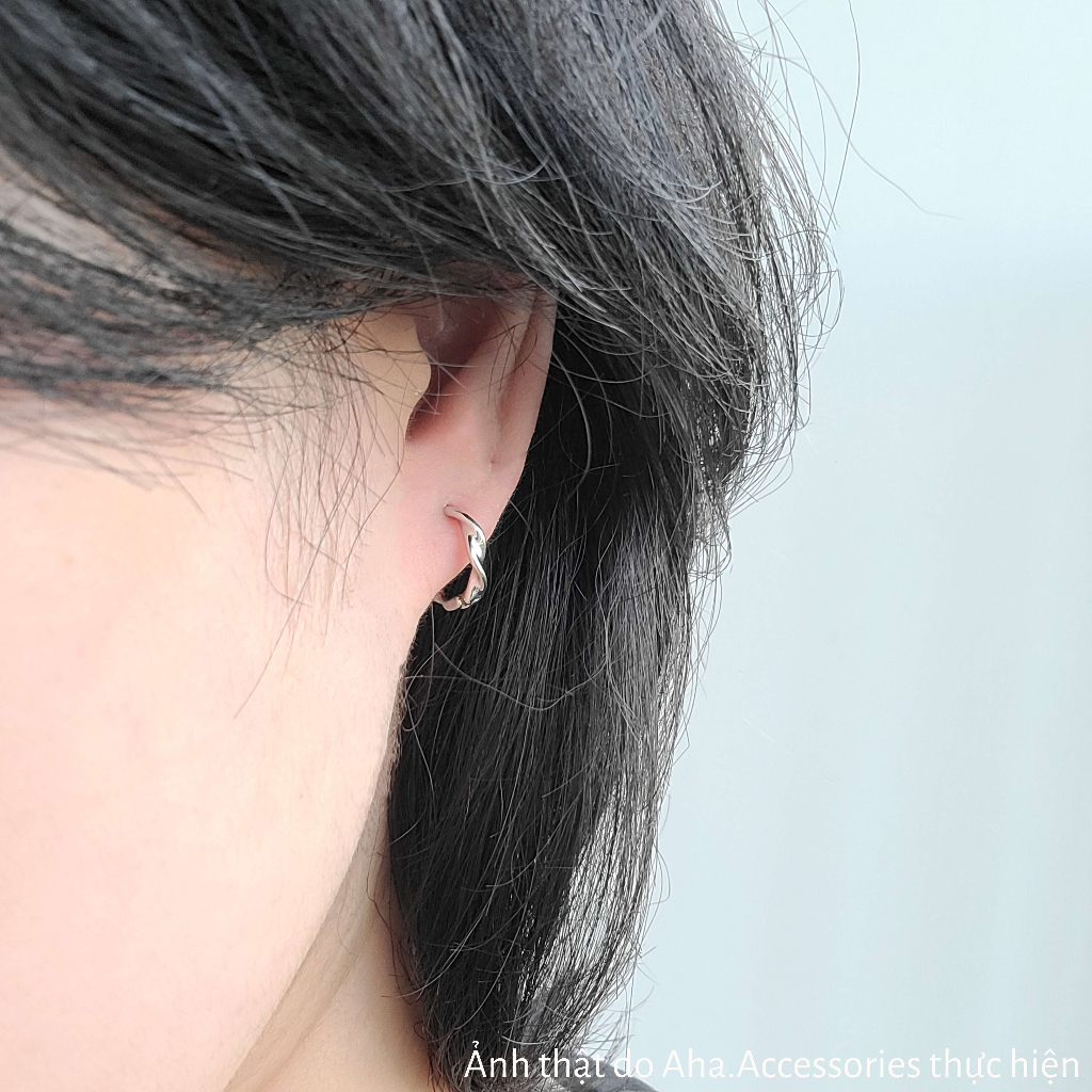 Khuyên tai nam nữ Aha Accessories dạng tròn xoắn chất liệu hợp kim KT-TX1