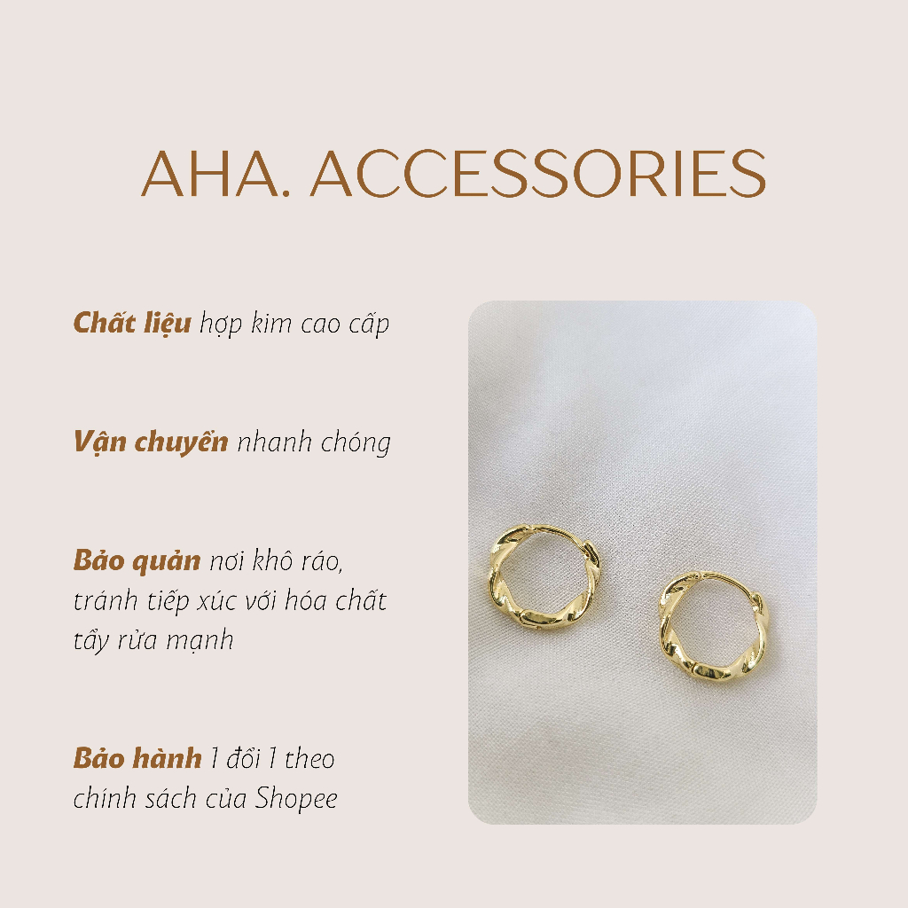 Khuyên tai nam nữ Aha Accessories dạng tròn xoắn chất liệu hợp kim KT-TX1