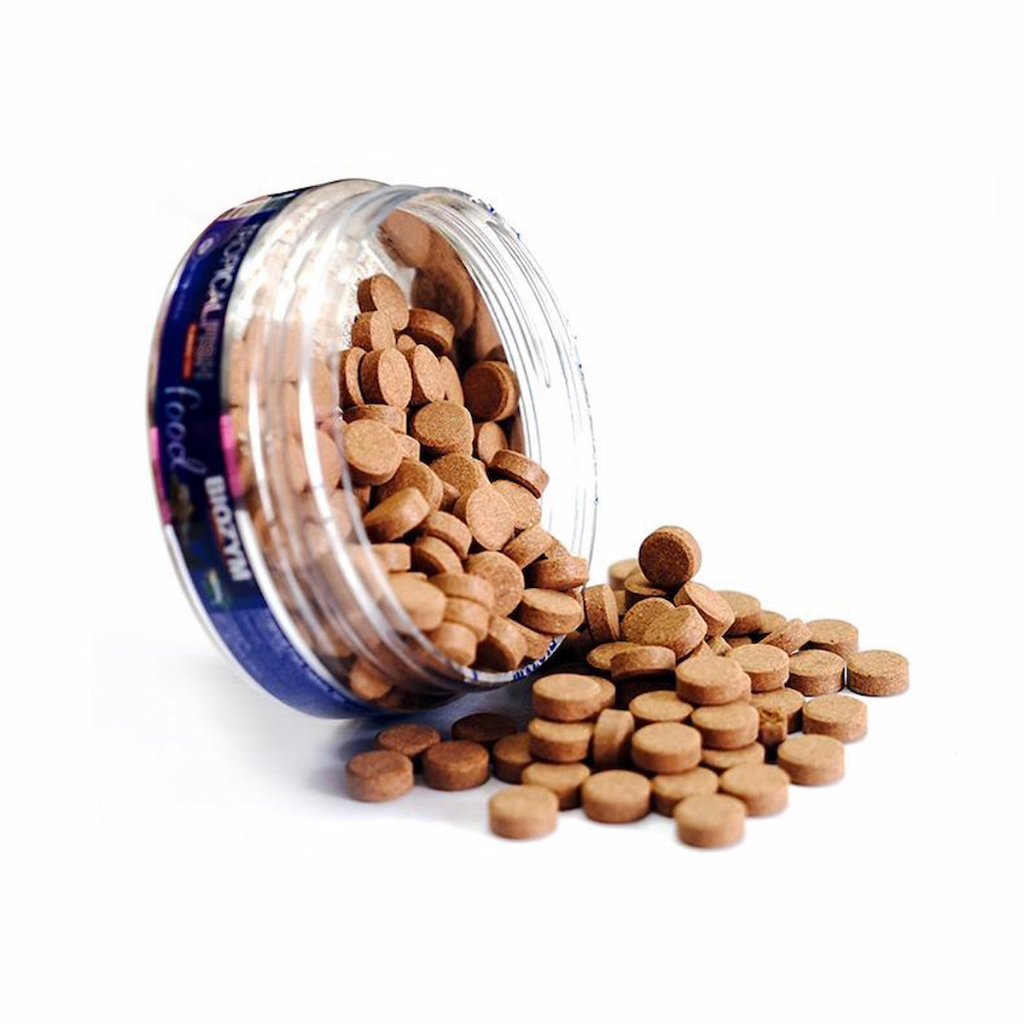 Thức ăn cám dán Biozym Tropical Fish Food dạng viên dán kính hộp 110g