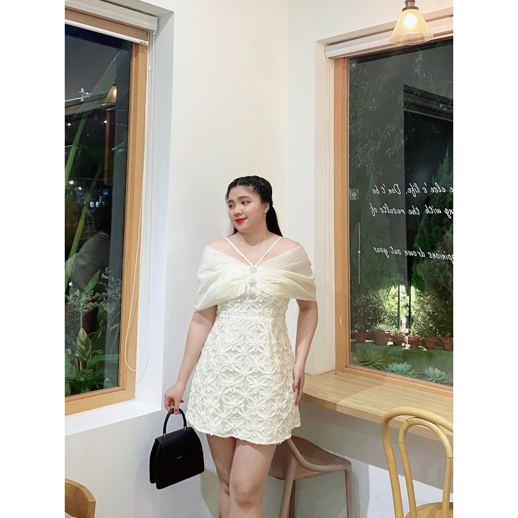 ĐẦM REN HOA NÚT 3 ĐÁ BIGSIZE