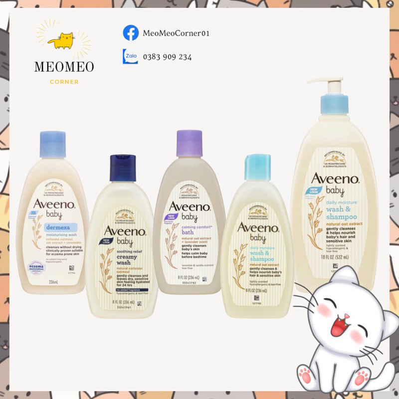 Sữa tắm gội toàn thân cho bé Aveeno Baby Lightly Scented Wash & Shampoo 532ml Úc