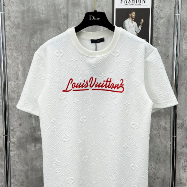 Áo thun nam cổ tròn Áo phông nam chữ nổi thêu mịn đẹp