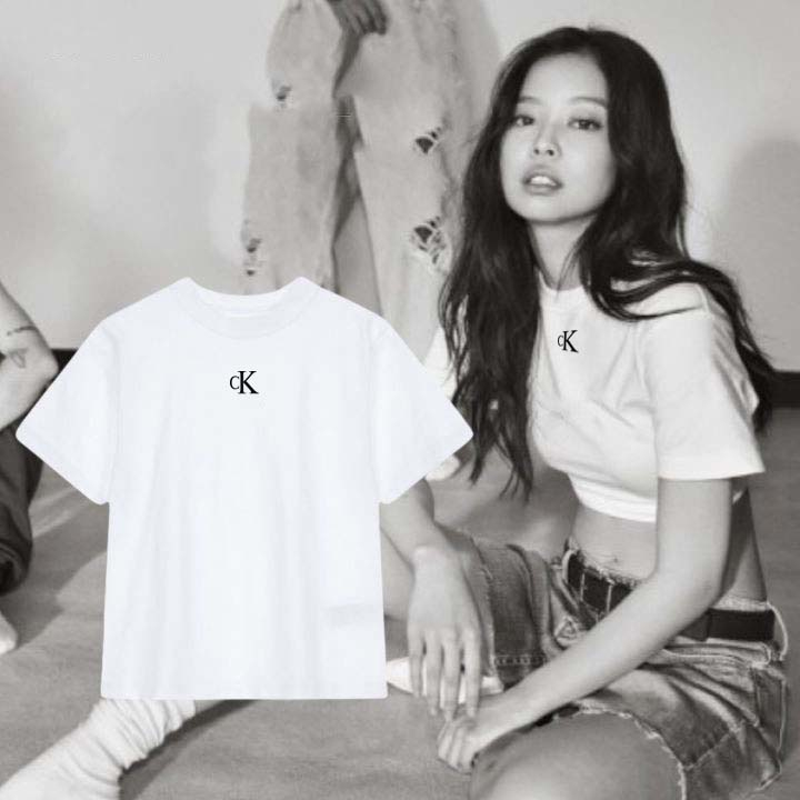 Áo thun baby tee nữ trơn JENNIE LOGO CK mini 2023 cotton cao cấp