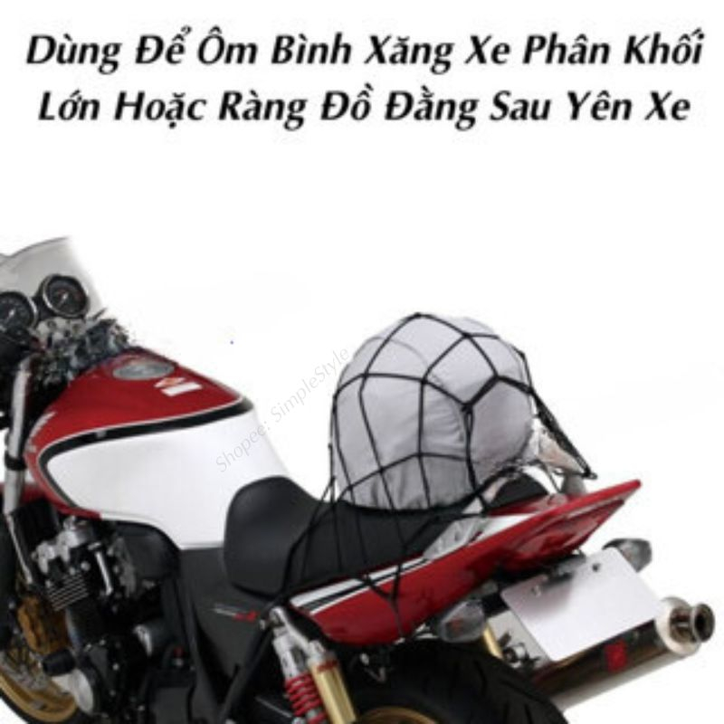 Lưới Thun Ràng Đồ Moto, Xe Máy Size Lớn Có 6 Móc L2 Không Phản Quang