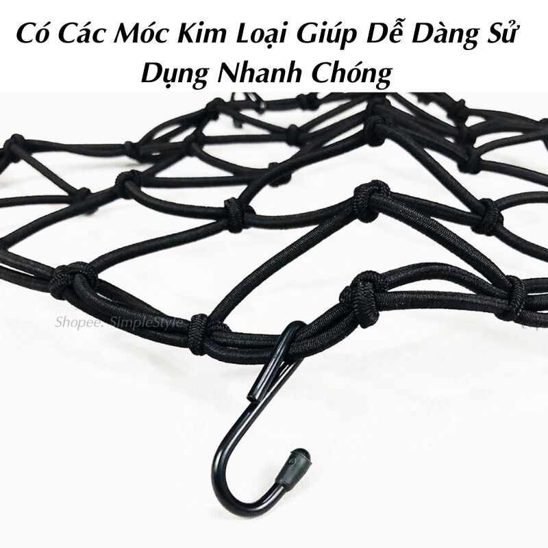 Lưới Thun Ràng Đồ Moto, Xe Máy Size Lớn Có 6 Móc L2 Không Phản Quang
