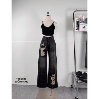 Quần ống suông rách 1 bên
