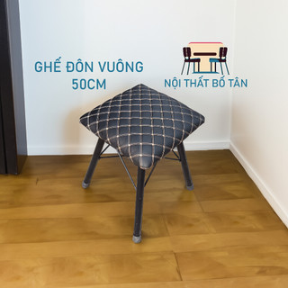 Ghế đôn vuông cao 50cm sắt chân đan
