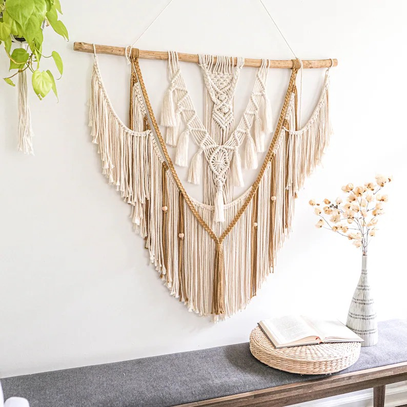 Mành treo tường macrame boho size lớn 100*120cm