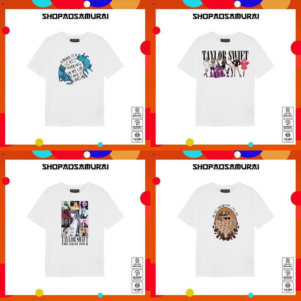 BST Mẫu Áo thun Taylor Swift - Mẫu áo thun Đen / Trắng chất vải thun co giãn 4 chiều mới