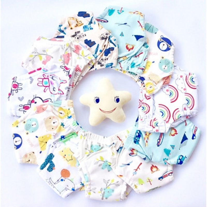 Combo 10 Quần tập bỏ bỉm vải cotton BaByKids size 3 đến 30kg