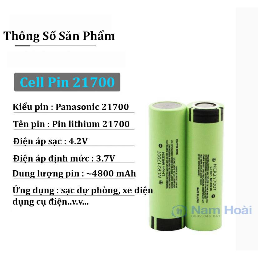 Cell Pin 21700 Panasonic Li-ion 3.7V-4.2V Dung Lượng 4800mah 3C - Xả 15A