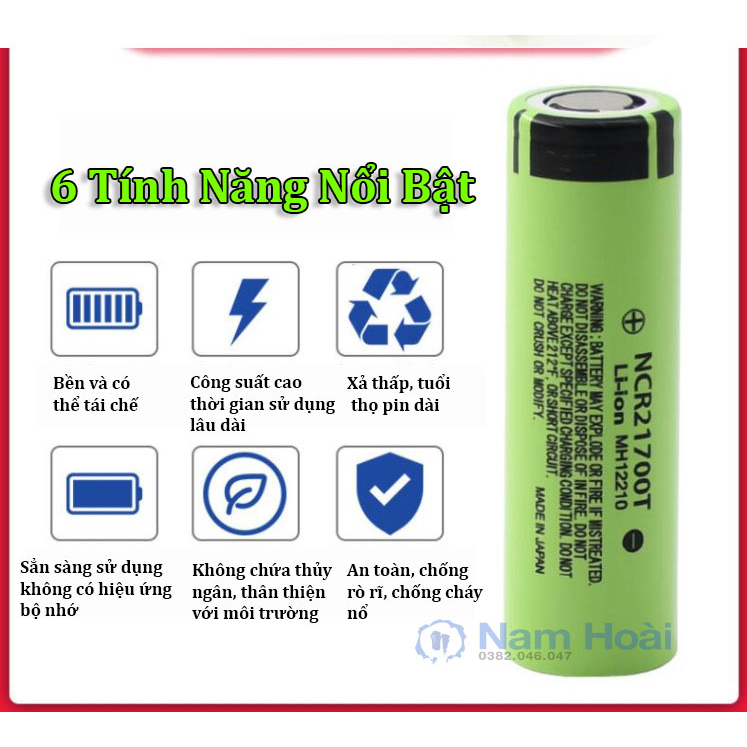 Cell Pin 21700 Panasonic Li-ion 3.7V-4.2V Dung Lượng 4800mah 3C - Xả 15A