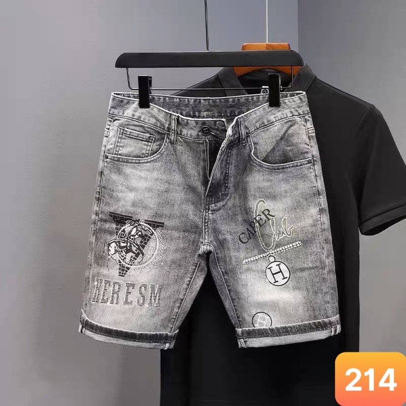 Quần short jean nam màu xám không rách chất jeans bò cao cấp co dãn 4 chiều from đùi đẹp Lavado25 mẫu mới