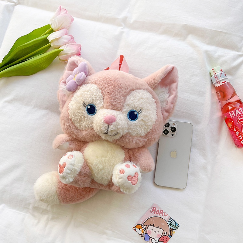 Balo gấu bông hình Cáo Hồng Linabell Disney siêu đáng yêu, túi đeo vai Cáo bông phong cách hoạt hình mềm mịn xinh xắn