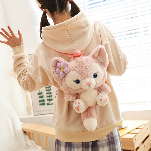 Balo gấu bông hình Cáo Hồng Linabell Disney siêu đáng yêu, túi đeo vai Cáo bông phong cách hoạt hình mềm mịn xinh xắn