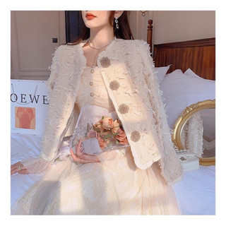 Vải dạ tweed tua rua nơ