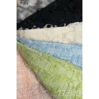 Vải dạ tweed tua rua nơ