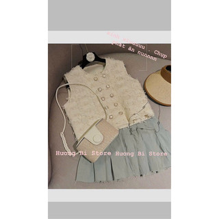 Vải dạ tweed tua rua nơ
