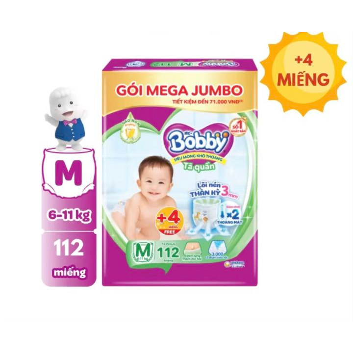 TÃ QUẦN BOBBY MEGA JUMBO M112 +12 MIẾNG