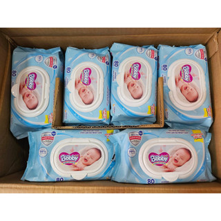 Khăn ướt bobby nano bạc không mùi 80 tờ