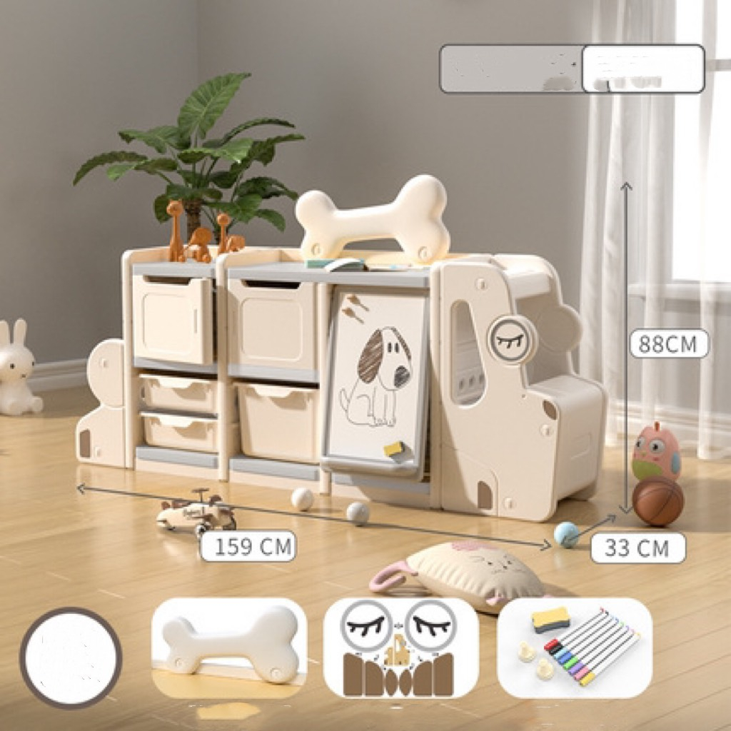 Tủ nhựa hình chú Cún đáng yêu đựng đồ chơi,quần áo, đựng sách ngăn nắp kèm bảng vẽ cho bé