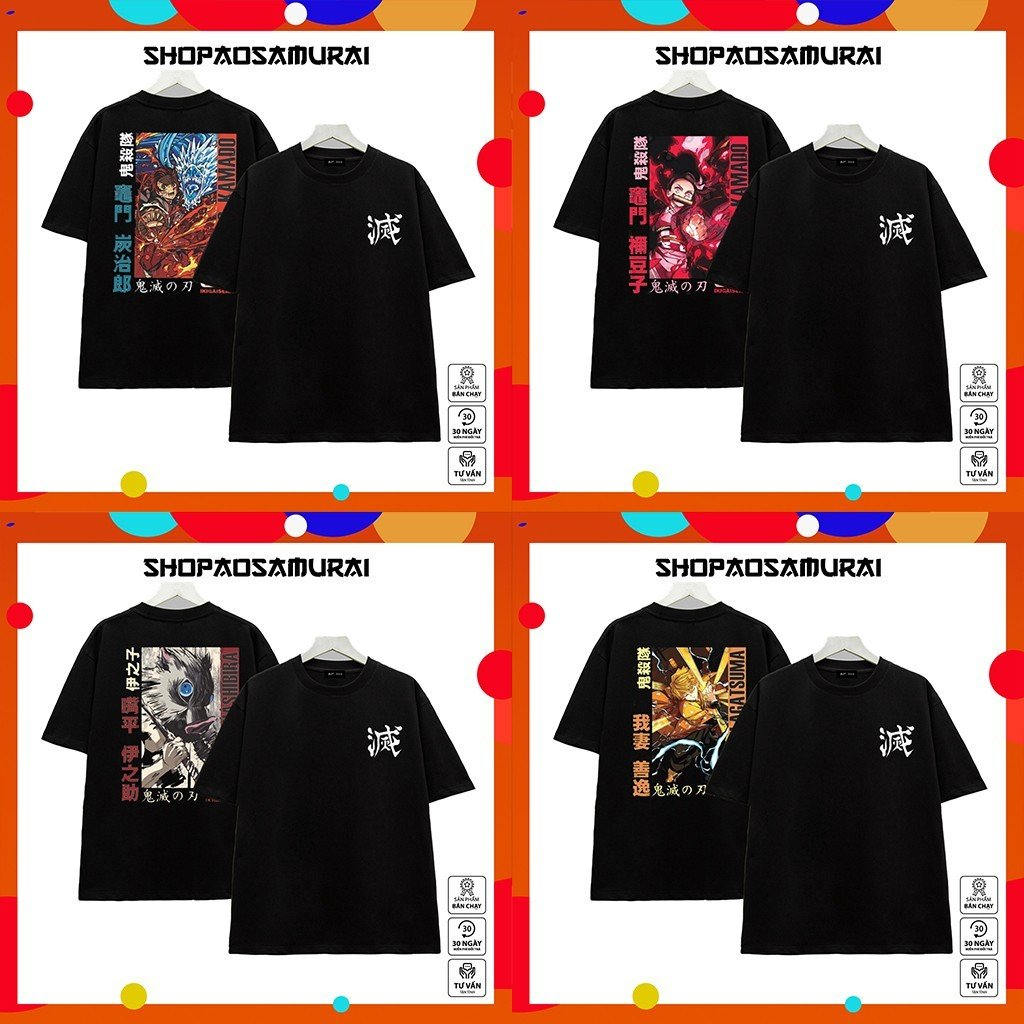 Mẫu Áo thun Anime  - Mẫu Hình  Kimetsu No Yaiba Đen, chất vải thun co giãn 4 chiều mới