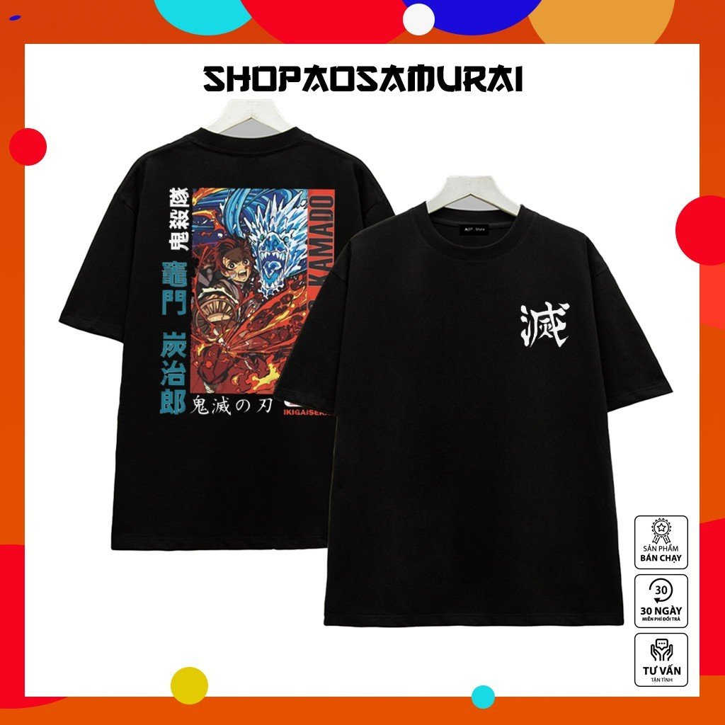 Mẫu Áo thun Anime  - Mẫu Hình  Kimetsu No Yaiba Đen, chất vải thun co giãn 4 chiều mới
