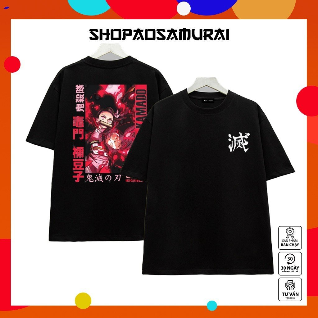 Mẫu Áo thun Anime  - Mẫu Hình  Kimetsu No Yaiba Đen, chất vải thun co giãn 4 chiều mới