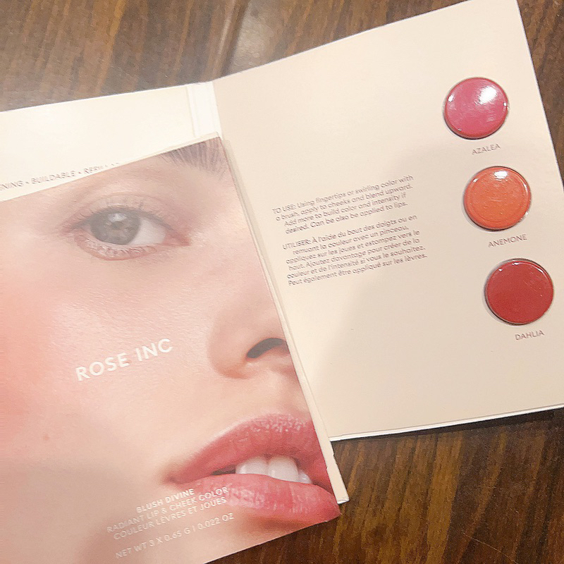 Vỉ Mẫu Thử Má Hồng Rose Inc Blush Divine Clean Dewy Cream Blush 3 ô