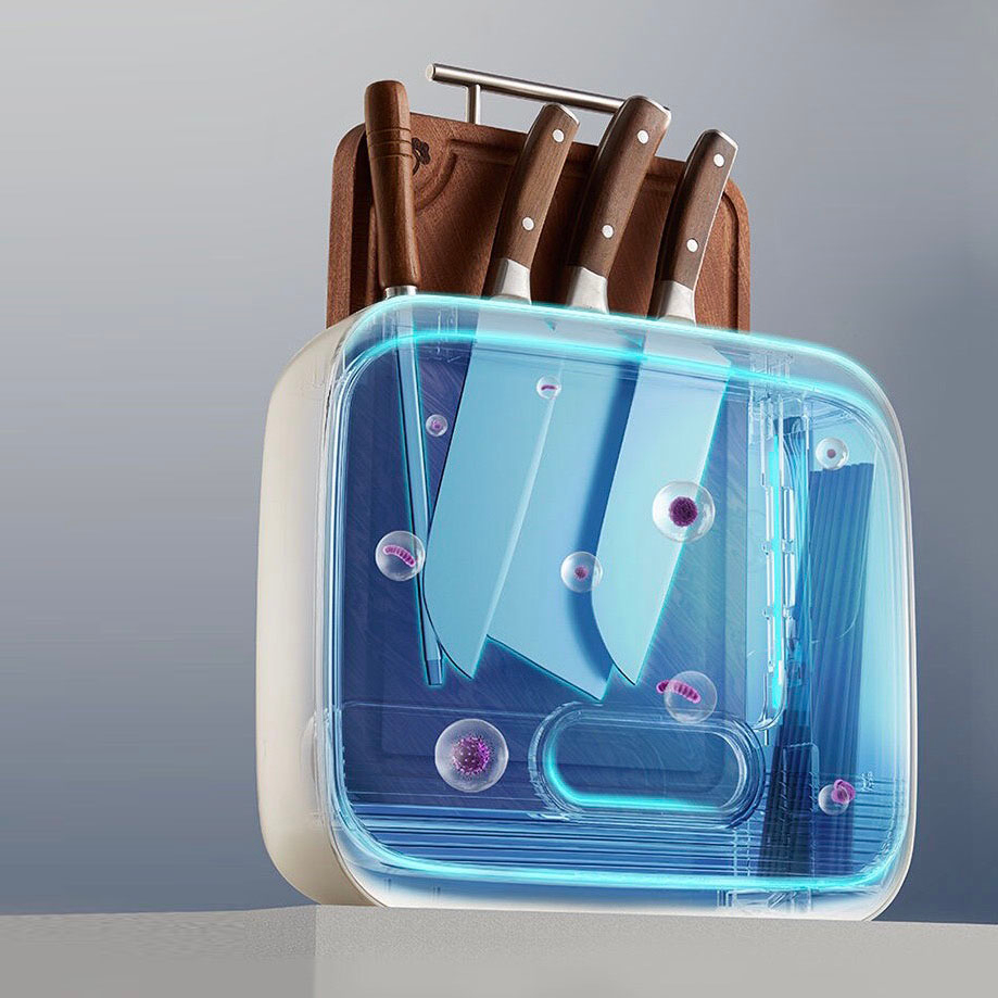 Máy sấy tiết trùng dao thớt đũa khử khuẩn có tia UV BEAR XDQ-B01Q1 màu trắng kem bảo hành 12 tháng