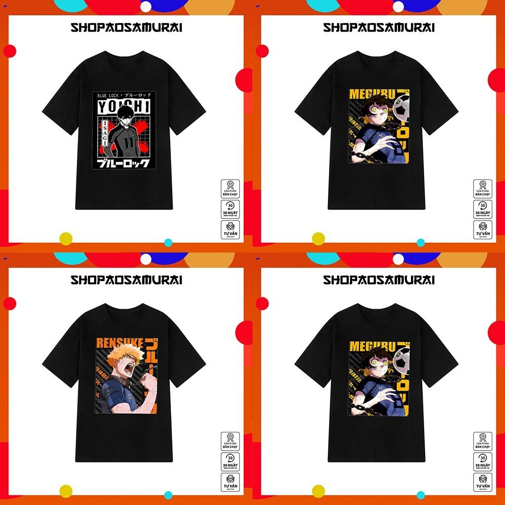 Mẫu Áo thun BLue Lock - Mẫu áo thun Đen in hình Anime, chất vải thun co giãn 4 chiều mới