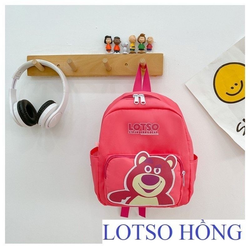 Balô mầm non cho bé nhí với họa tiết hoạt hình gấu hồng lotso siêu dễ thương bé nào cũng mê