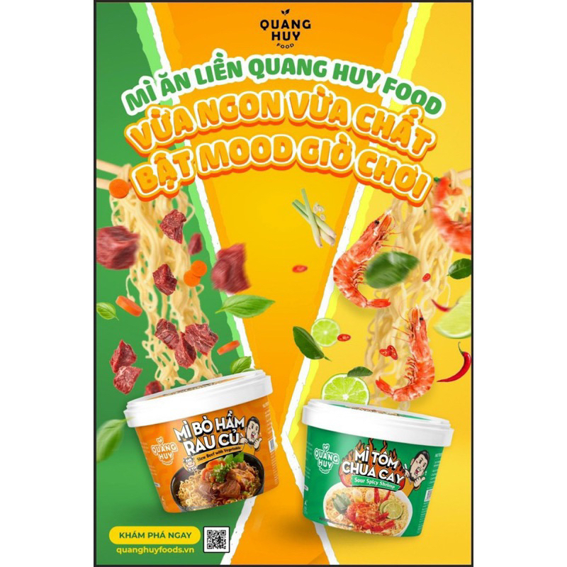 Mì ăn liền - bò hầm rau củ, tôm chua cay 88gr