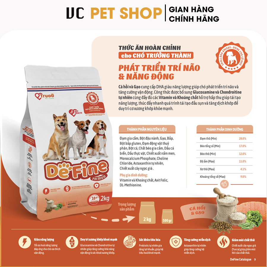 Thức ăn cho chó Bull Pháp trưởng thành Define | Hạt cho Bull Pháp  giúp phát triển trí não và năng động | VC Pet Shop