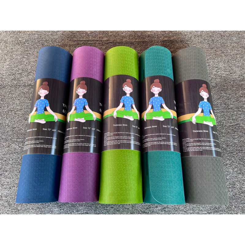 Thảm TPE 8mm định tuyến - Thư viện Yoga - Thảm loại 1, kích thước 183cm x 61cm x 8mm