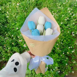 [DIY] Set nguyên liệu tự làm bó hoa tulip giấy nhún Ý