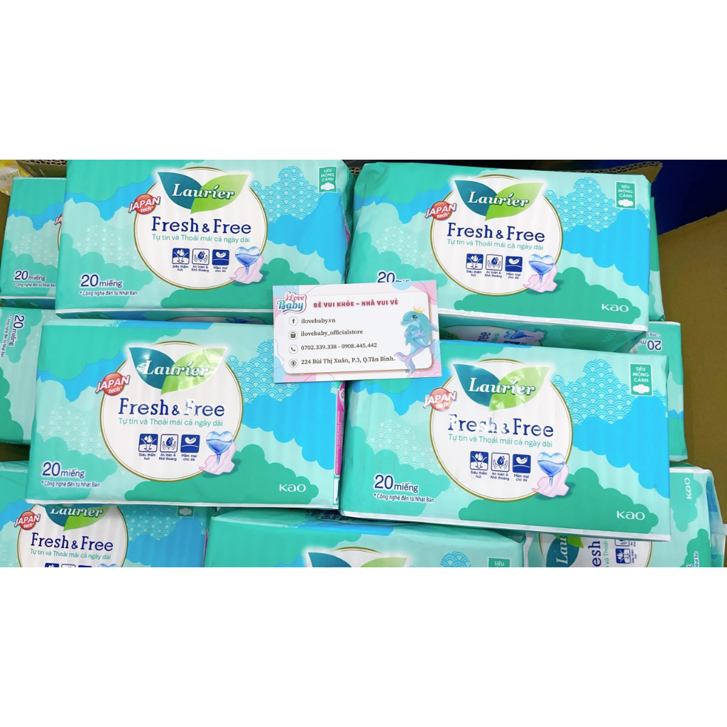 Băng vệ sinh Laurier Fresh & Free siêu mỏng , 20 miếng