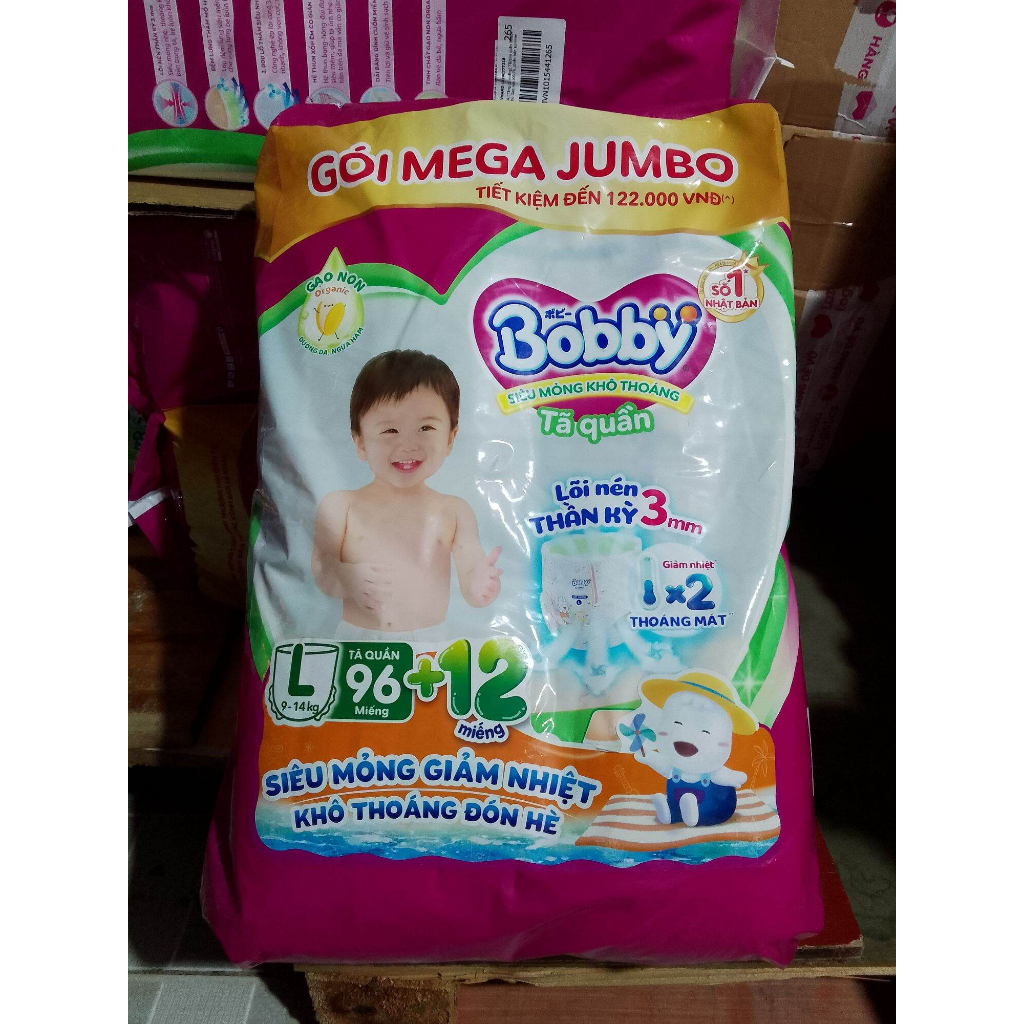 [SẲN HÀNG GIAO NGAY] Tã quần BOBBY MEGA JUMBO L96+12 MIẾNG