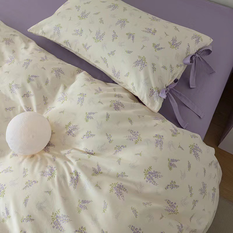 Set Chăn Ga Gối Cotton Living Hàng Nhập khẩu Cao Cấp 4 Món Hoa Vintage Nhí  Phong Cách Mới